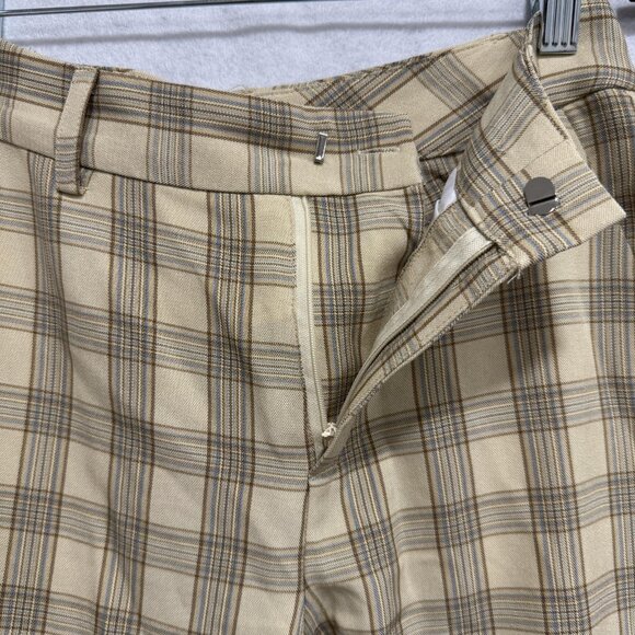 Bohme Pants Womens XS Beige Plaid Trousers Stretch Slim Fit Flat Front Dress - Picture 8 of 12